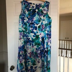 Signature Floral Midi Dress in Blue, Teal & Purple